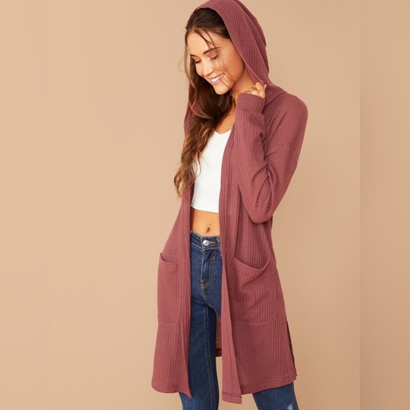 BAREFOOT DREAMS Sweaters - NWOT Barefoot Dreams CozyChic Lite Hooded Sweater Cardigan Women SZ M Mauve